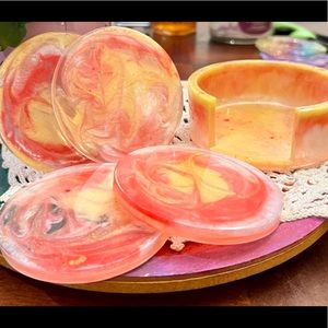 Handmade Coasters with Holder (Set of 4)